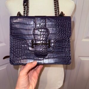 Circus by Sam Edelman Deep Blue Croc-Embossed Shoulder Bag